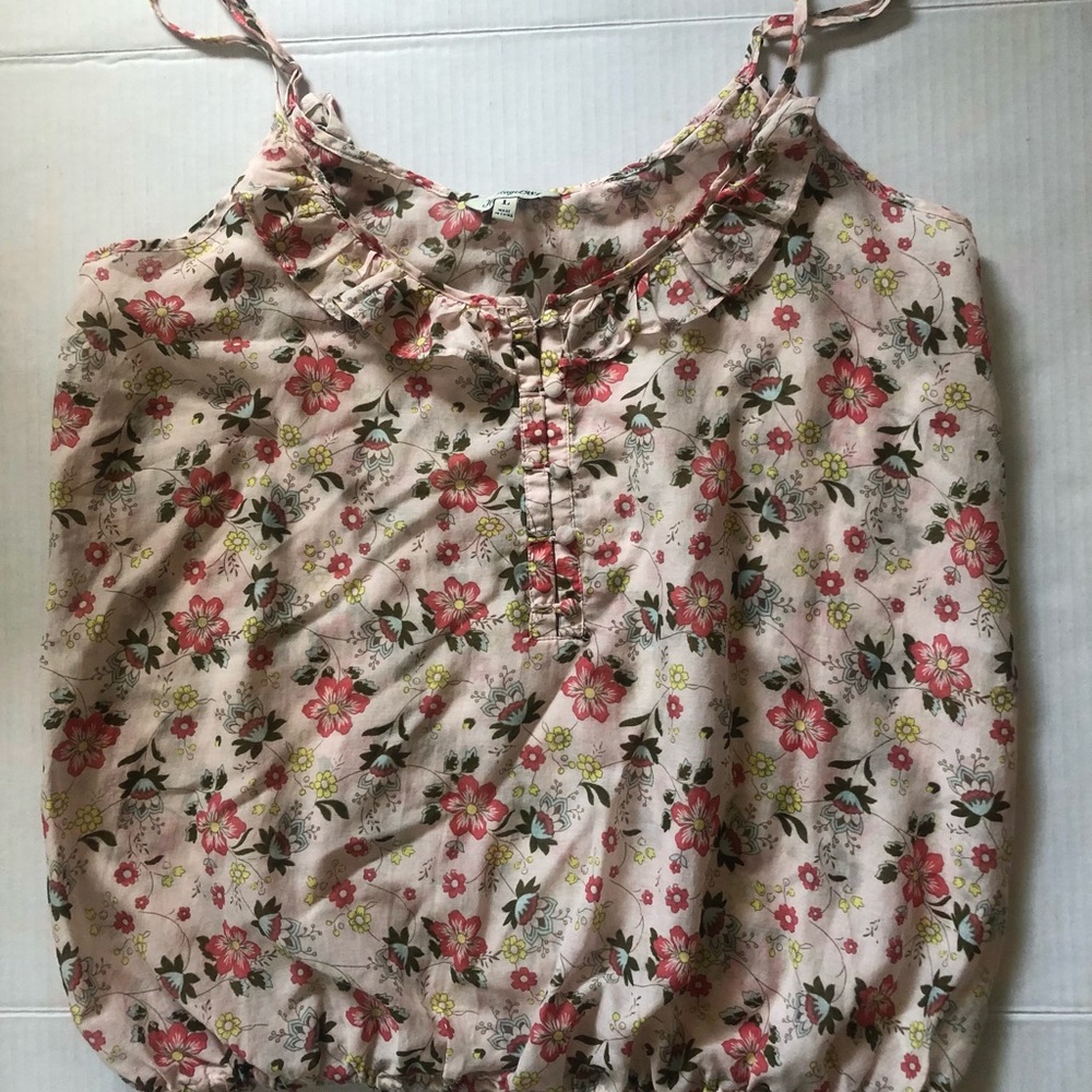 Floral Cotton Tank, Sz L